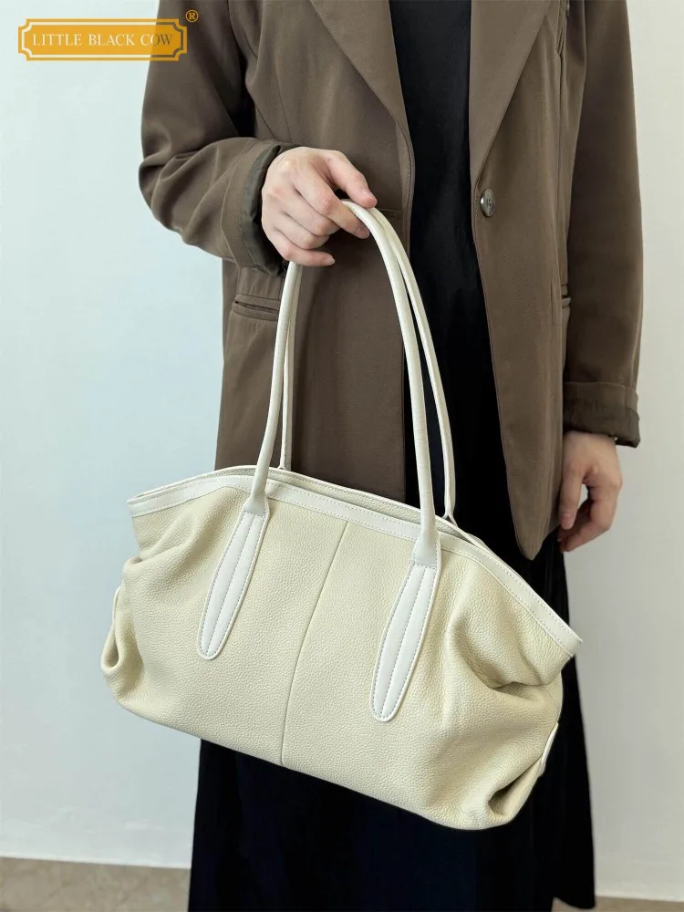 

Women Fashion Large Capacity Soft Cowskin Genuine Leather Totes Casual Travel Bag Office Work Single Shoulder Underarm Handbag