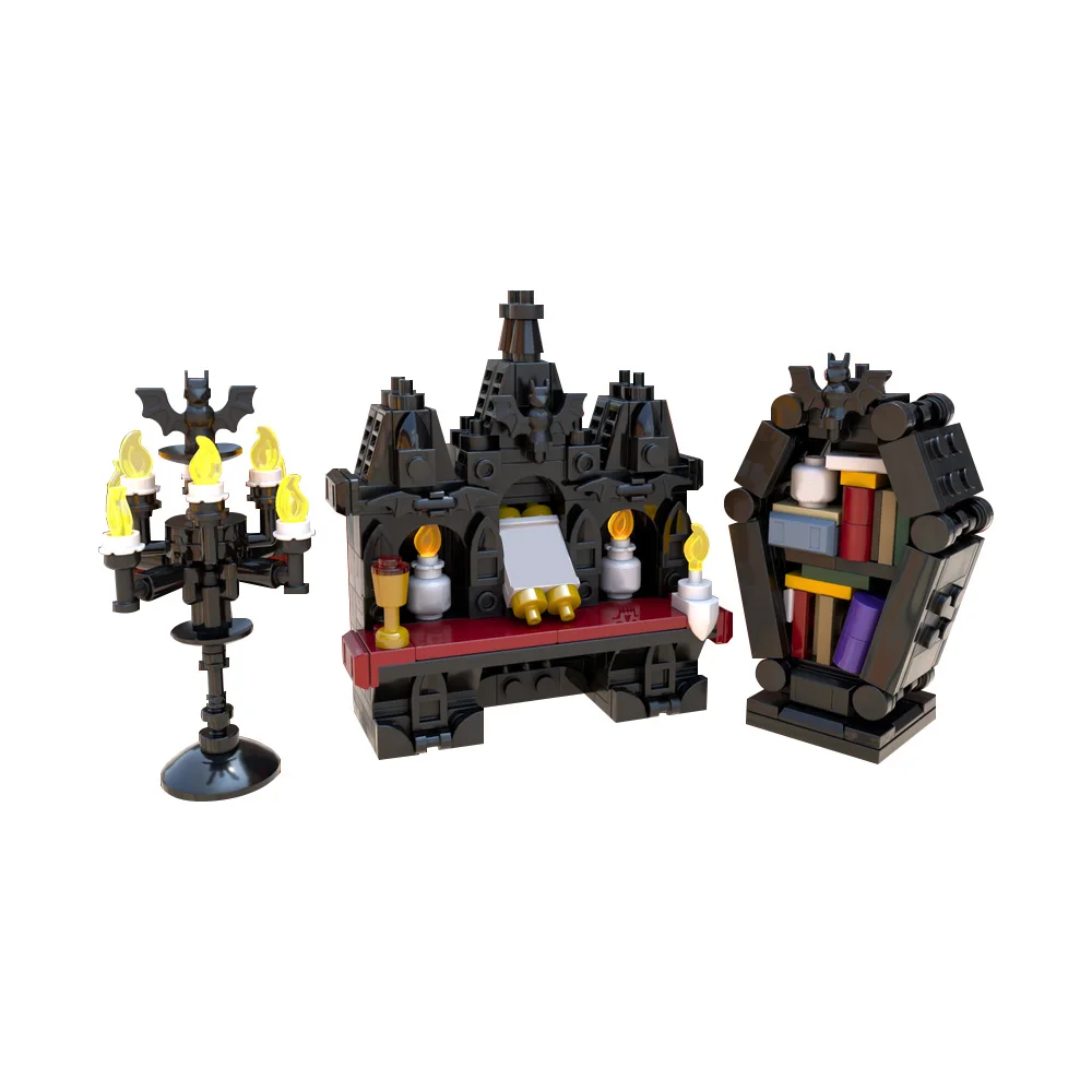MOC 공포 영화 Vampireeds 가구 전체 팩 빌딩 블록 모델 할로윈 중세 Throness 벽돌 조립 장난감 어린이 선물