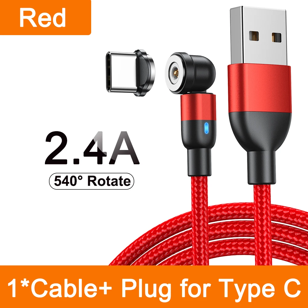 AUFU 540 Draaien Magnetische Type C Kabel 3 in 1 Snelle Oplaadkabel Voor iPhone Xiaomi Samsung Huawei Micro USB magneet Charge Wire