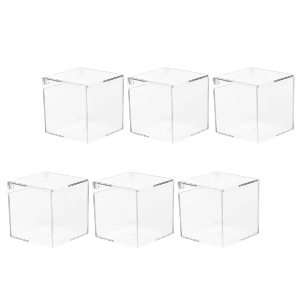 

6Pcs Clear Candy Boxes Square Transparent Party Favor Storage Cases Jewelry Gift Containers Candy Case Jewelry Boxes