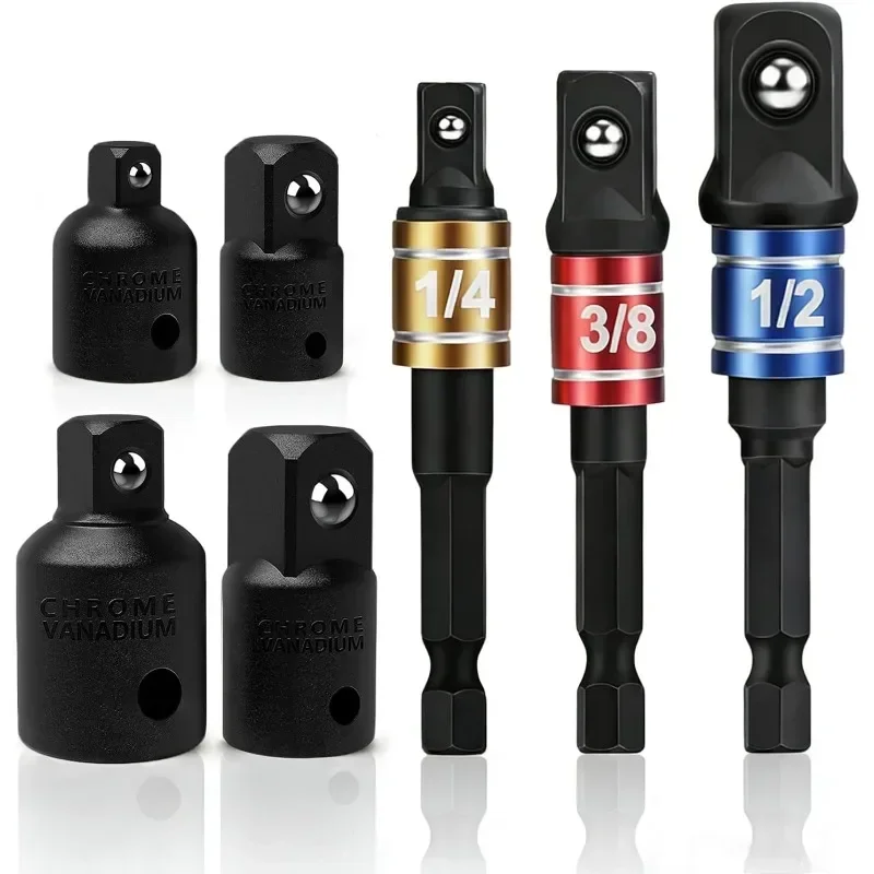 Impact Socket Adaptor Set 7Pcs/Set Drill Into High Speed Nut Drill, 1/4