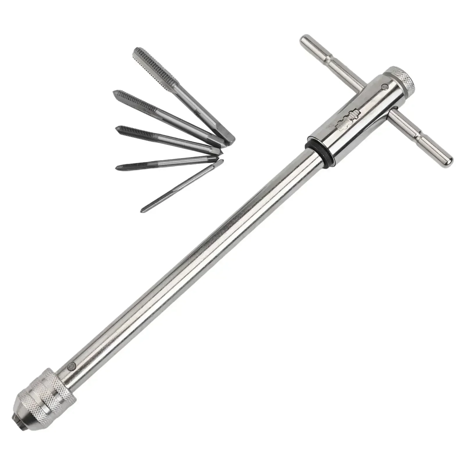 

Adjustable Ratchet Tap Wrench Set T-Handle Tapping Ratcheting Wrench With 5pcs M3-M8 Machine Screw Thread Tap Tapping Tools