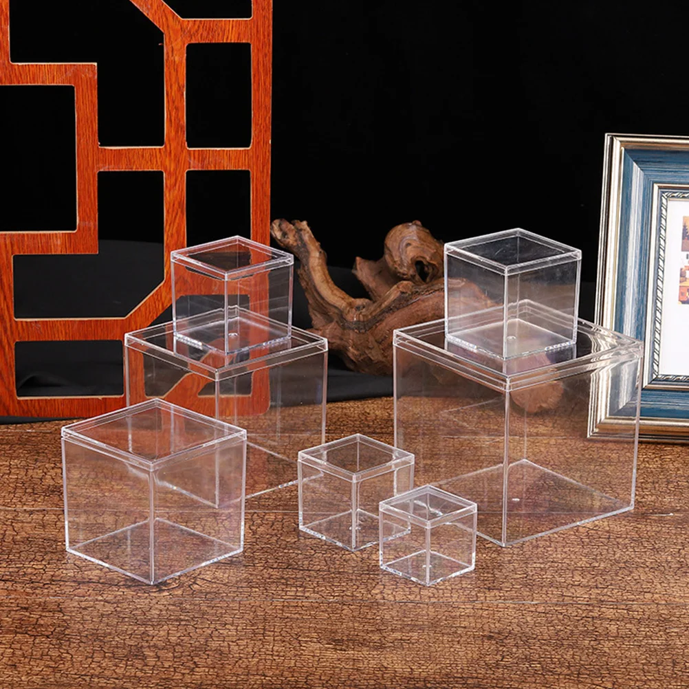 

12 Pcs Acrylic Packaging Box Square Container Present Boxes Jewelry Organizer Holder Clear Organizers Storage Containers Office