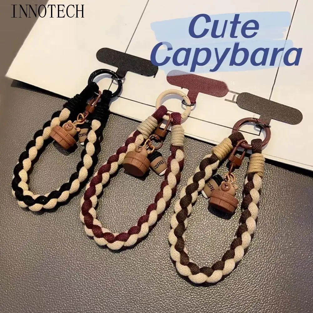 

Съемный кулон для телефона с капибарой, короткий анти-потерянный брелок для кукол капибары, плетение веревки, ремешок для телефона, ремешок для мобильного телефона