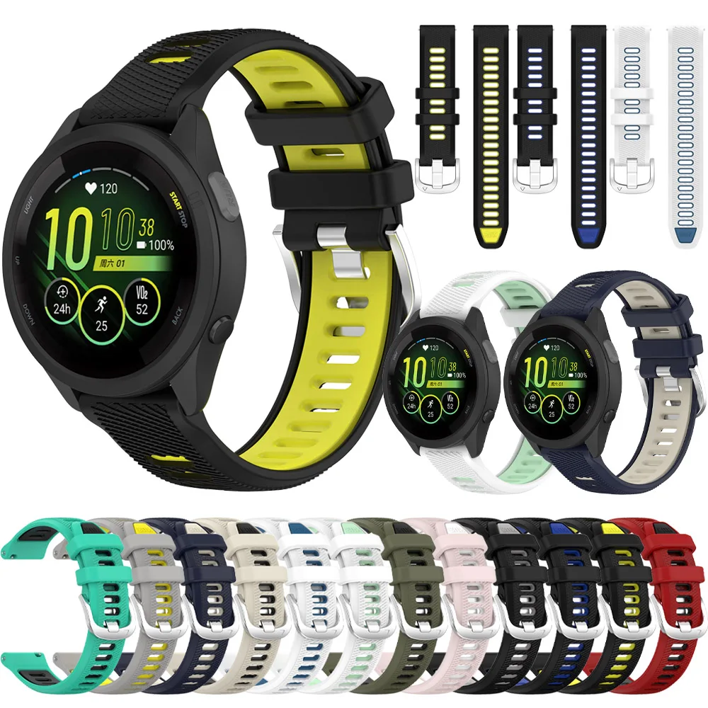 Garmin Vivoactive 4/venu2/forerunner 265 255用ラバーバンド,ミュージックランストラップ18mm 20/22mm,通気性のあるシリコンアクセサリー