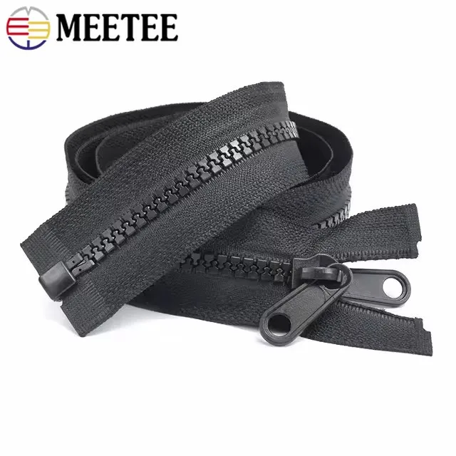 

Meetee 60-300cm 5# 8# 10# Resin Zippers Double Side Sliders Zips Outdoor Tent Door Curtain Black Zipper Closure Repair Accessory