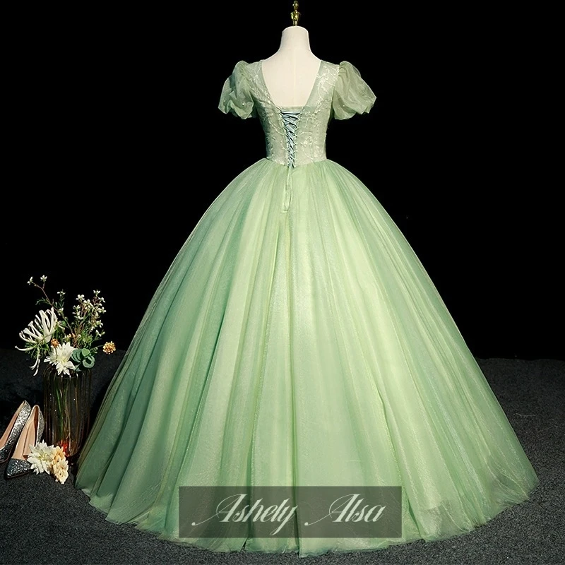 Customized Lime Green Sweet 16 Dresses For Prom Short Sleeve Applique Beaded Ball Gown Occasion Party Dress Quinceanera Wear