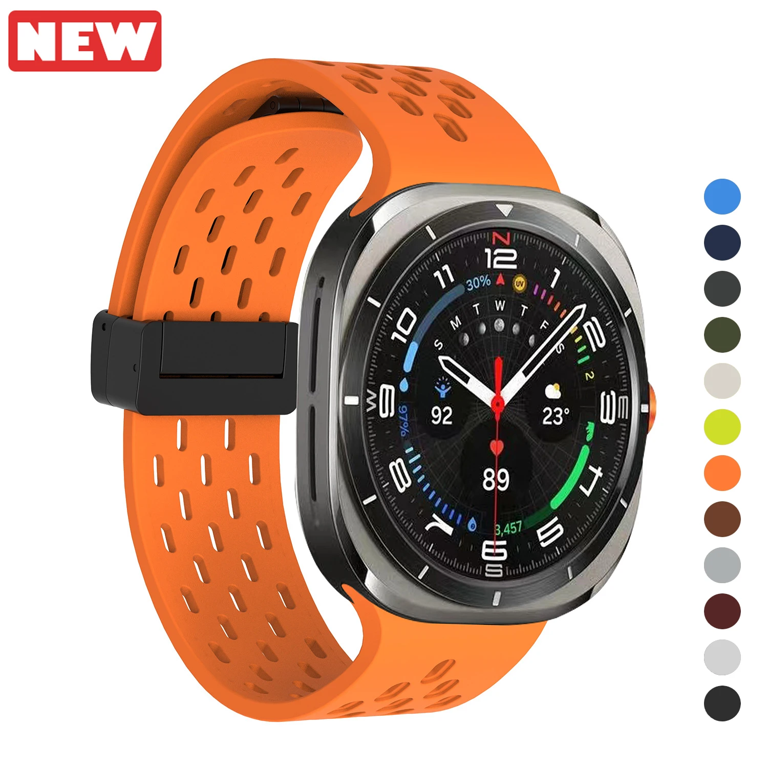 

Magnetic Folding Buckle Band for Samsung Galaxy Watch Ultra 47mm Silicone Soft Strap for Galaxy Watch 7 Ultra Watchband Bracelet