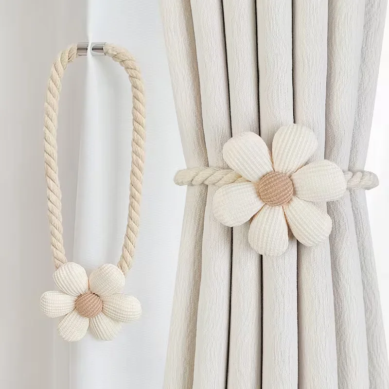 2pc Magnetic Floral Curtain Tieback - No-Drill Creative Buckle for Living Room, Bedroom, Home Decor, Minimalist Design