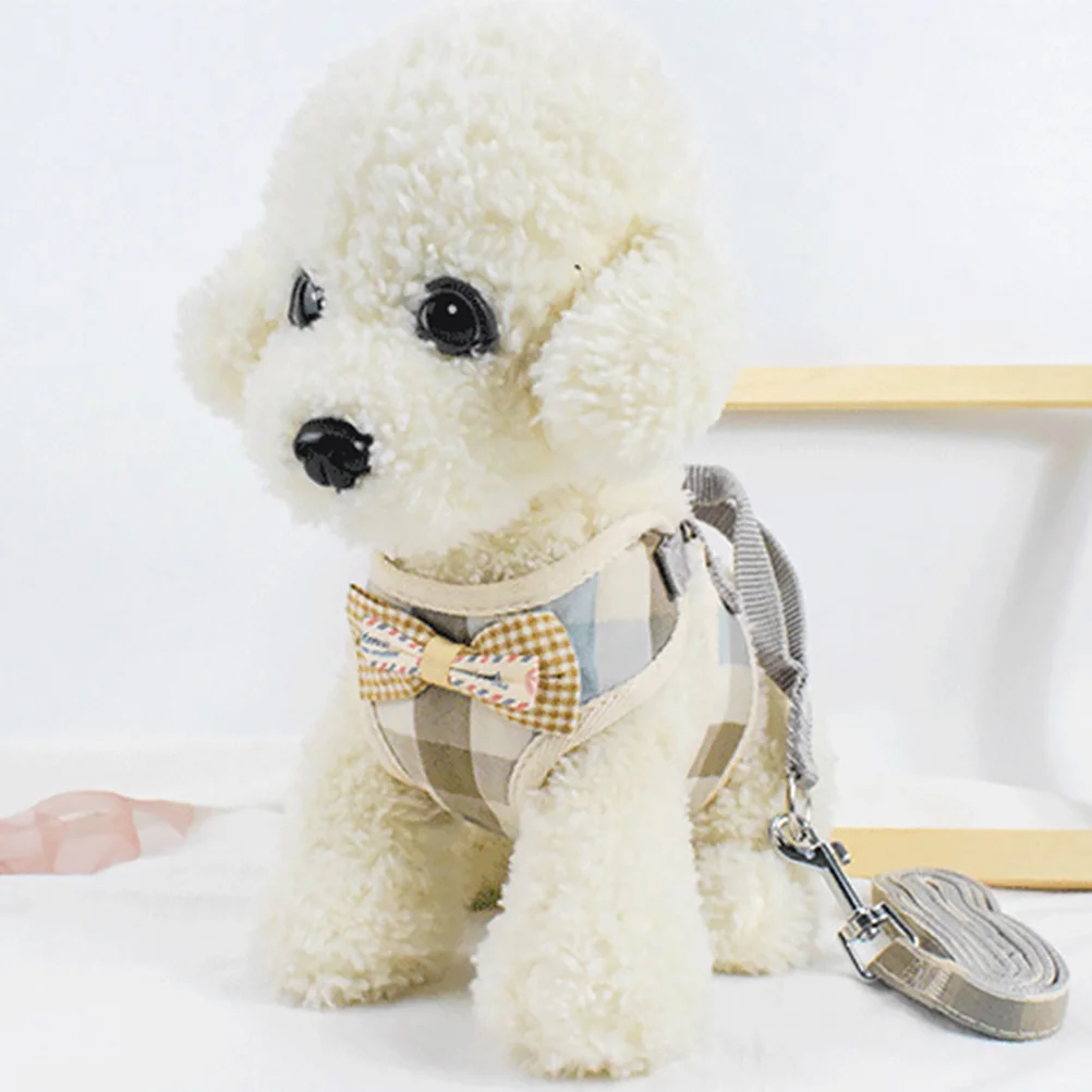 

Pet Vest Leash Dog Harness Plaid Pattern Puppy Cat Costume Outdoor Walking Supply Pet Vest Dog Leash Cat Costume