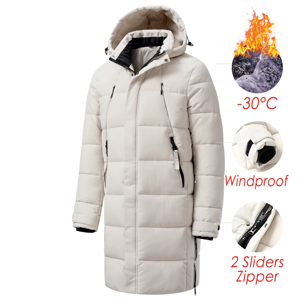 Homens inverno nova marca longo quente grosso velo chapéu parkas jaqueta casaco masculino outwear outono outwear roupas clássico à prova dwaterproof