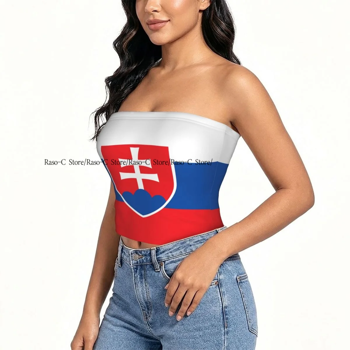 Strapless Sexy Tube Tops Summer Outfits Women Backless Shoulder Wrap Flag Of Slovakia Female Crop Top