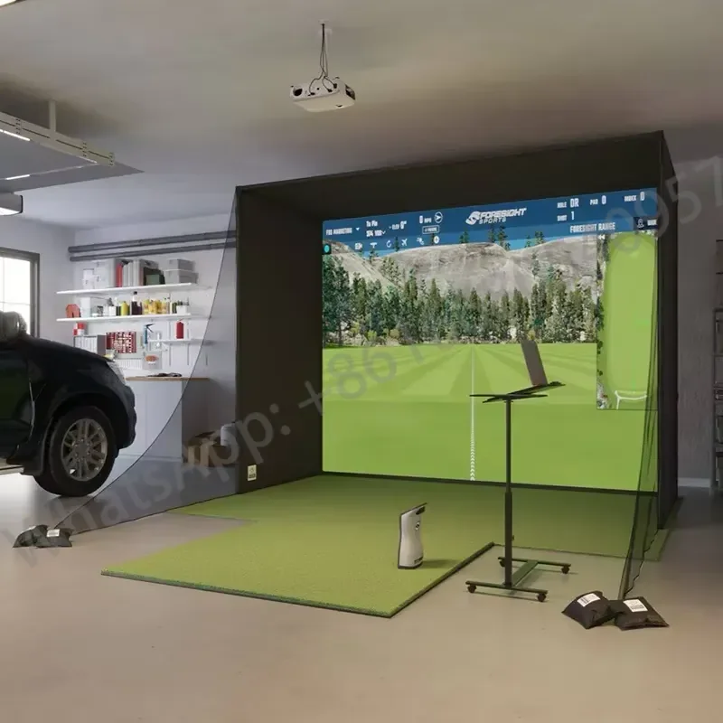 Home Golf Simulator Tent with HD Impact Screen Aluminum Alloy Frame Custom Size Logo Golf Simulator Enclosure