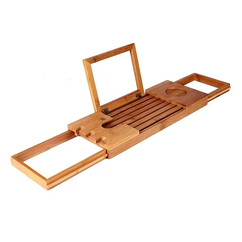 Extendable Bamboo Bathtub Tray Spa Bath Tub Caddy Organizer Rack Multi-Function Shower Towel Book Holder for Bathroom Accessorie