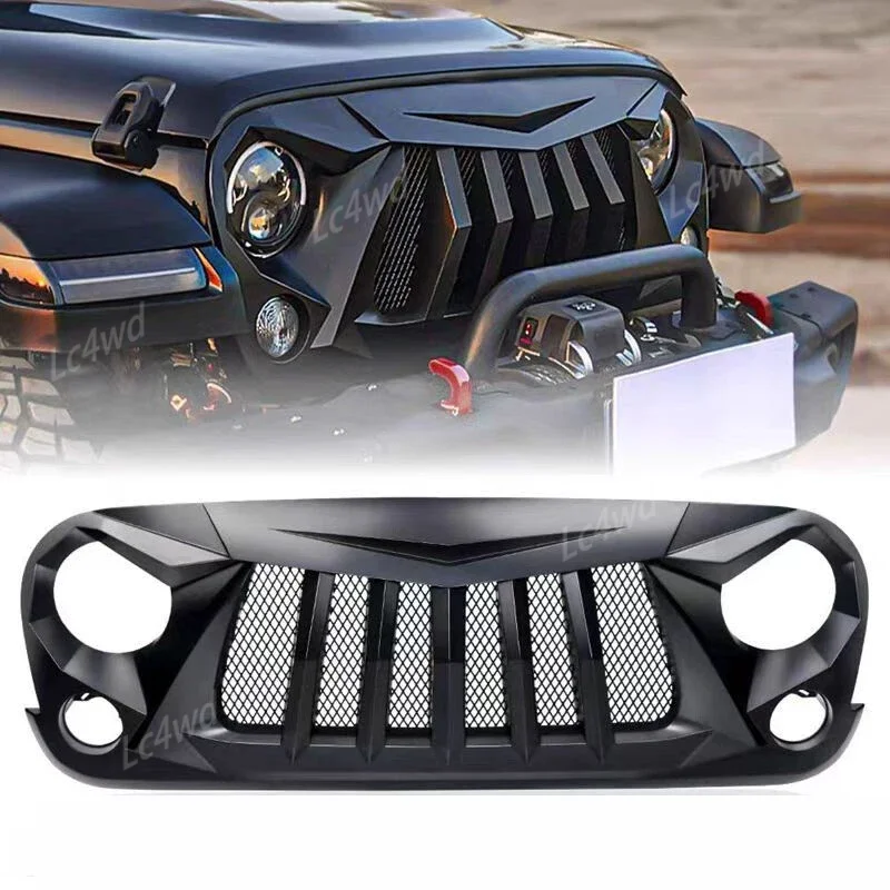 

LC4WD 4x4 внешние аксессуары, решетка передней решетки с сеткой для Jeep Wrangler Rubicon Sahara Sport JK 2007-2018 2007-2017 гг.