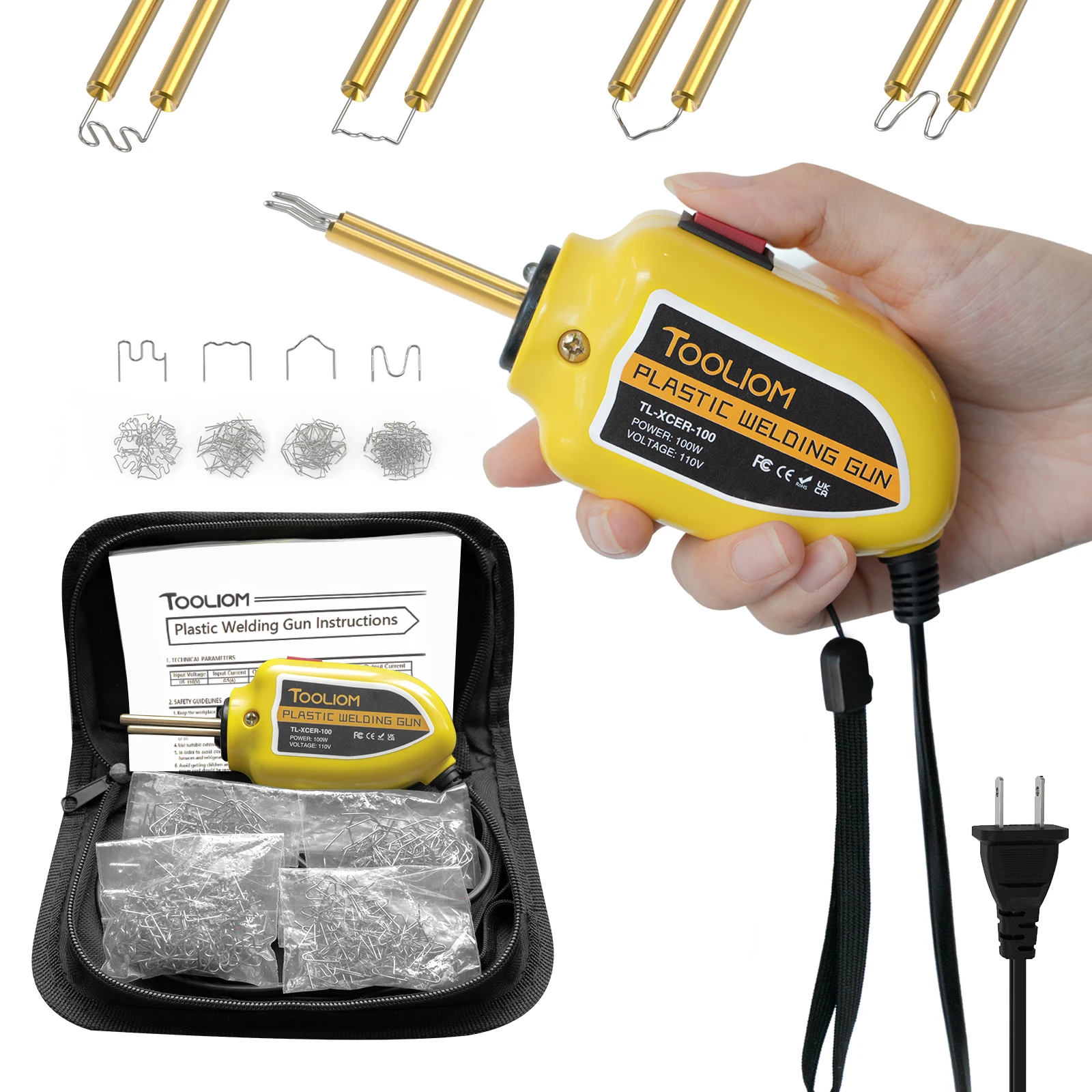 TOOLIOM 100W Portable Plastic Welder Hot Stapler Plastic Repair Kit for Car Bumper Crack Kayak Repair,110V Plastic Welder