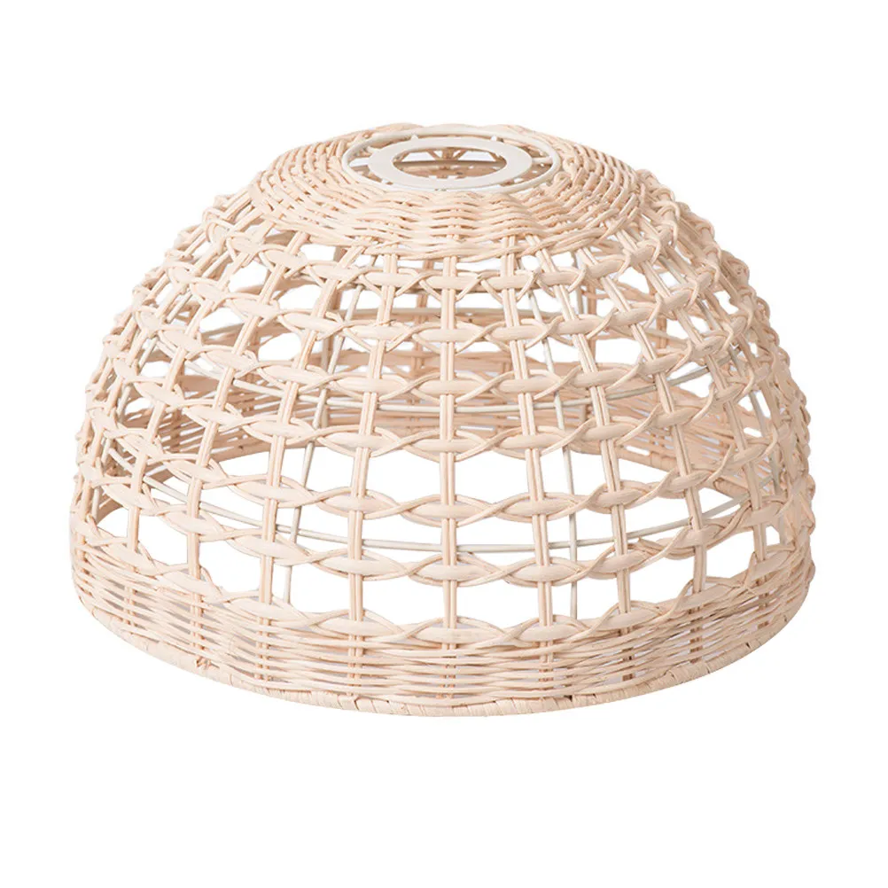 Woven Pendant Lamp Shade Handwoven Rustic Lampshade for Living Room Bedroom Kitchen Bar Retro Chic Light Accessory Ceiling Lamp