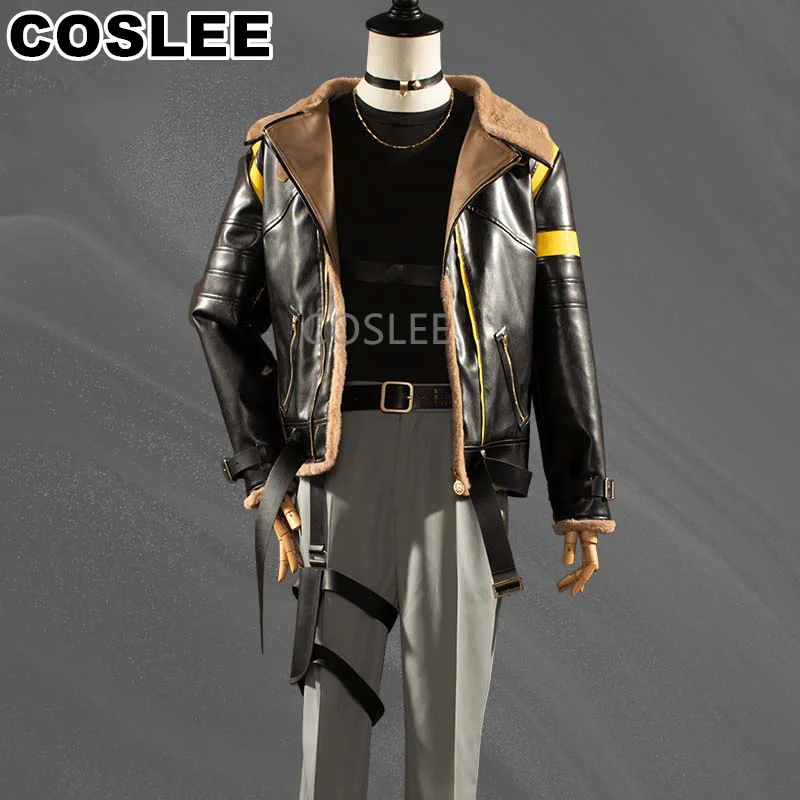 COSLEE Vtuber Luxiem Nijisanji Luca Kaneshiro Cosplay Costume New Clothes Game Suit Handsome PU Coat Halloween Party Outfit Men