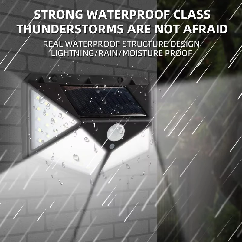 100 LED Solar Lights Outdoor Wall Lamp 3 Modes 270° Lighting Angle IP65 Waterproof Motion Sensor Security Lights Wireless Lights