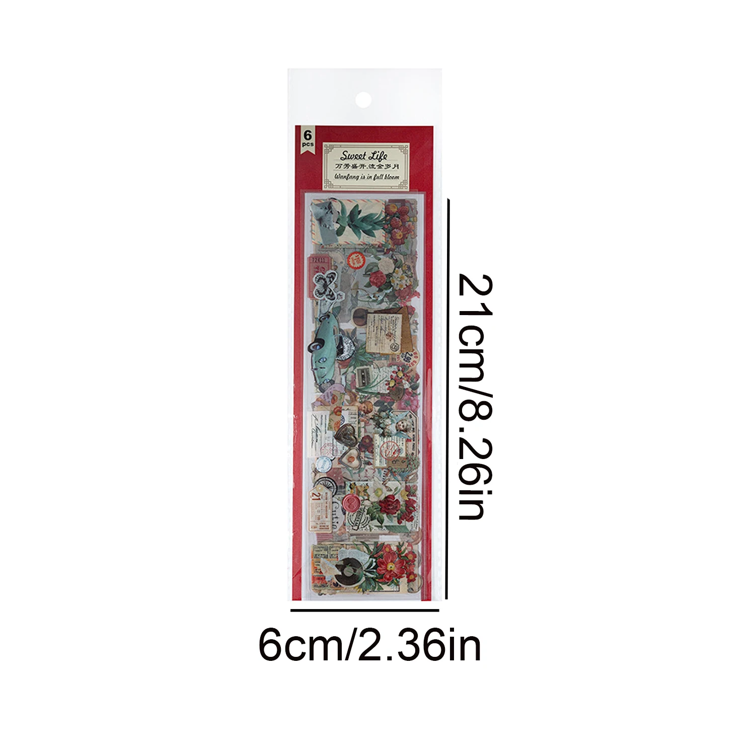 6pcs Vintage Floral Pattern Stickers,Waterproof PET Stickers, For Stationery Scrapbooking Decoration, A Gift For Friends
