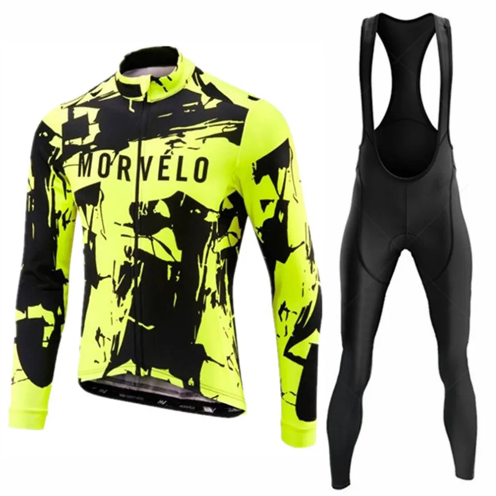 MORVELO Long Sleeve Cycling Jersey Set 2024 Mtb Bicycle Clothing Bicycle Maillot Ropa Ciclismo Mans Bike Clothes Cycling Set