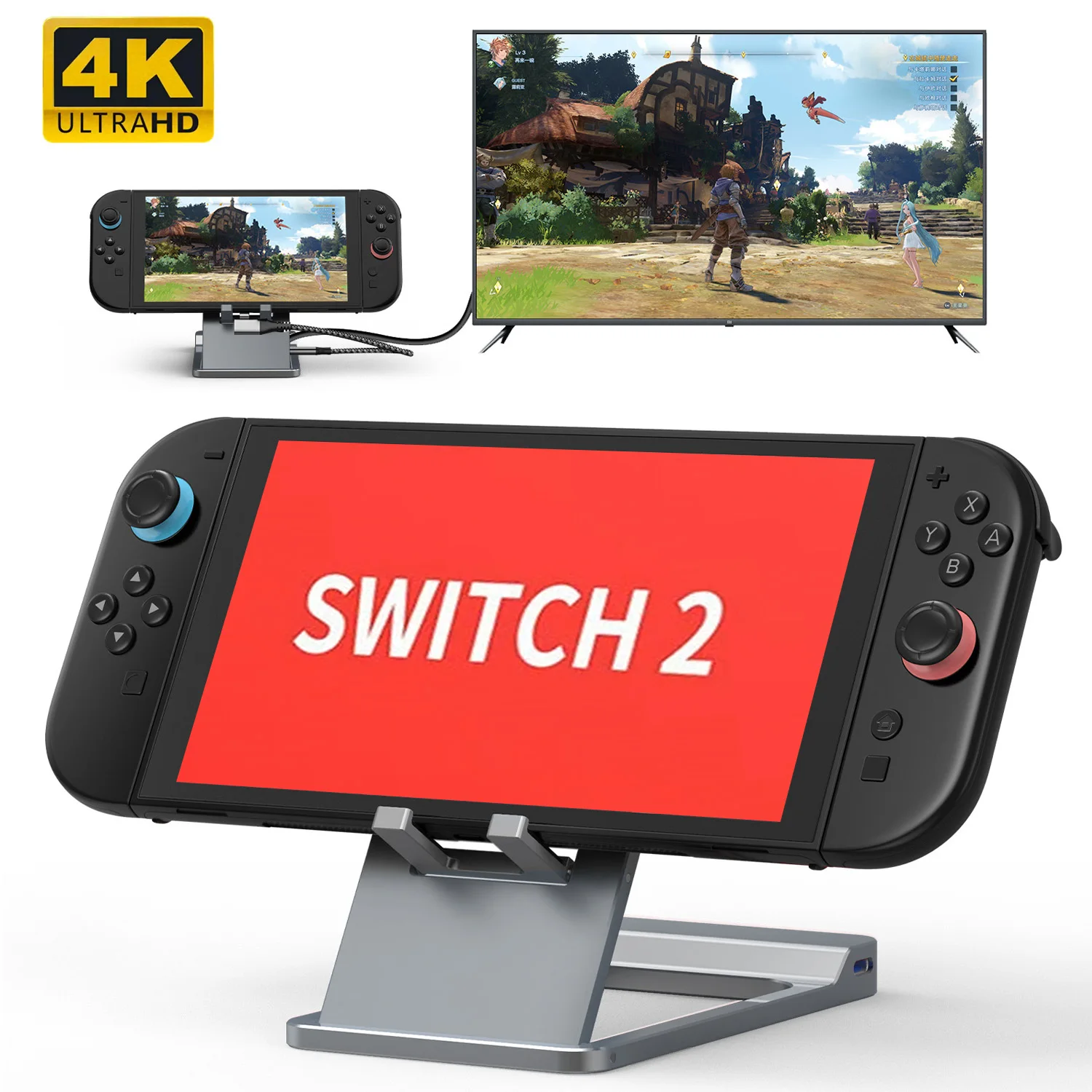 4K 60Hz 60W HDMI Docking Station for Nintendo Switch 2 NS2 USB C Fast Charging Portable Stand Holder Game Console Accessories