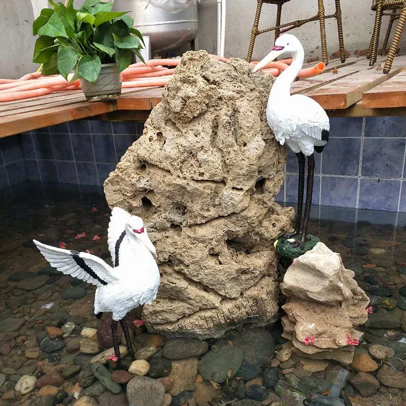 Outdoor rockery fish pond decorative landscaping ornament simulation crane ornament resin animal egret ornament