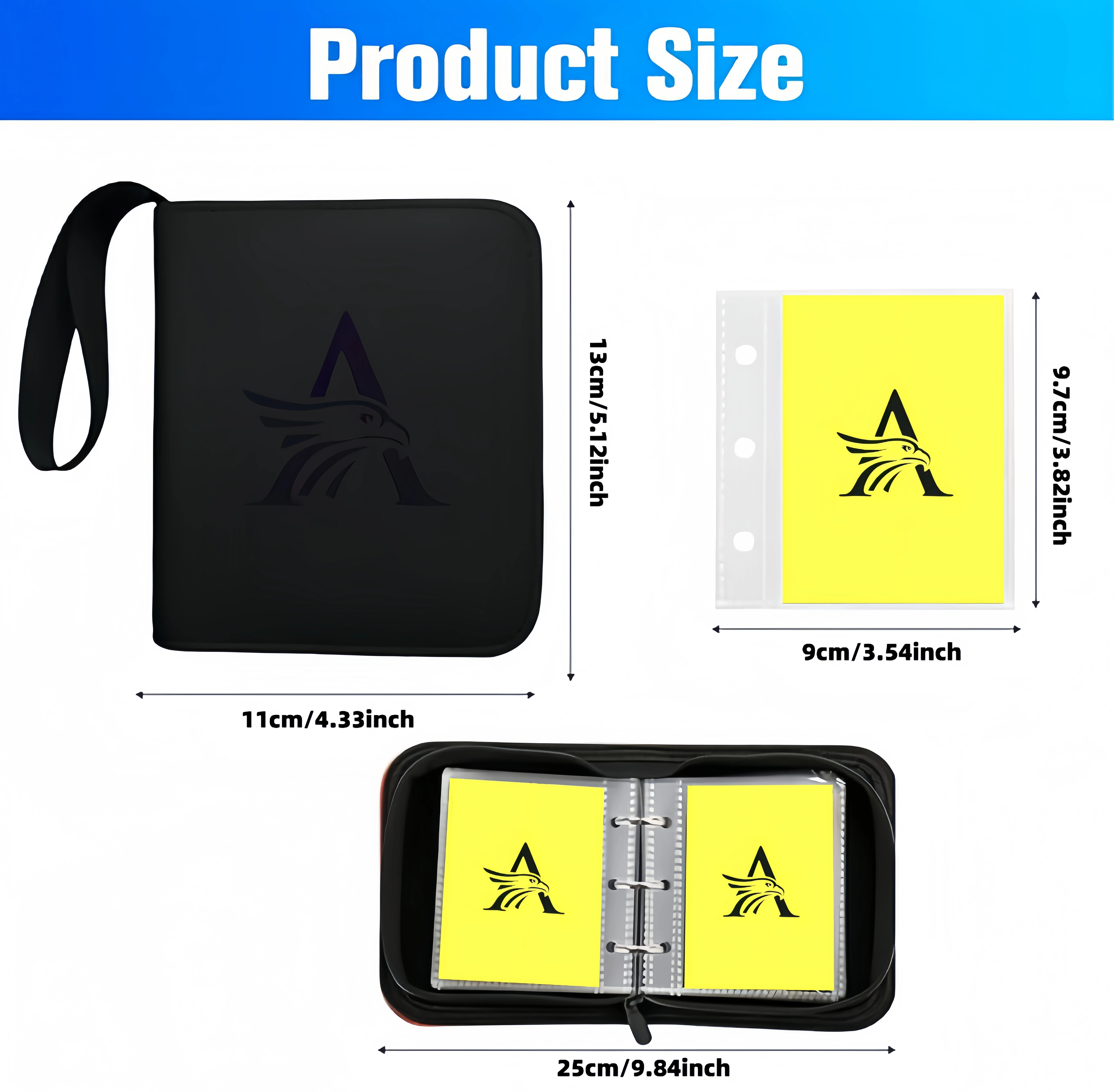 1 Pocket Premium Zip Trading Card Binder, 100 Double Sided Pocket PU Collection Binder, Card Folder for MTG, TCG, Sports Cards