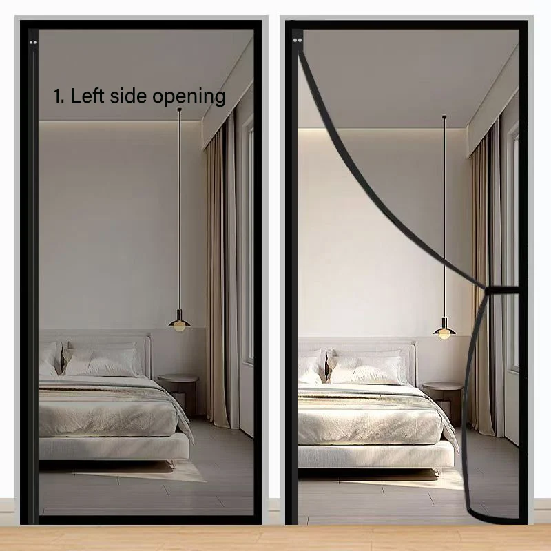 Whole piece side opening door curtain, magnetic door curtain, summer mosquito proof door screen, customized size, automatic clos