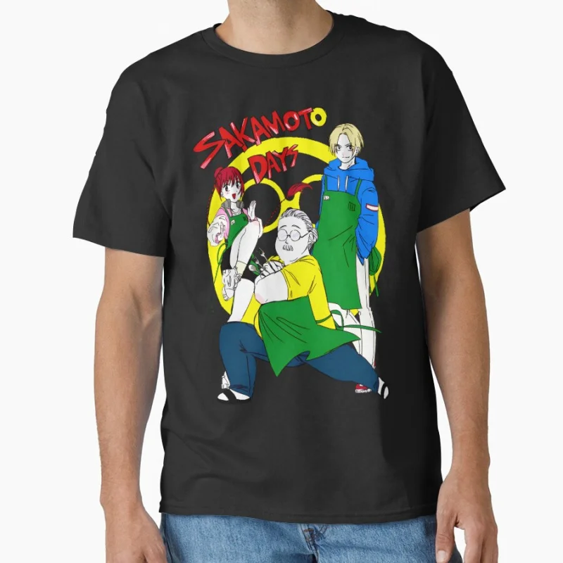 

Taro, Shin, Lu Funny 80s Manga Sakamoto Days Anime t shirt for men Large size Tops S-6XL 100% cotton mens Clothes