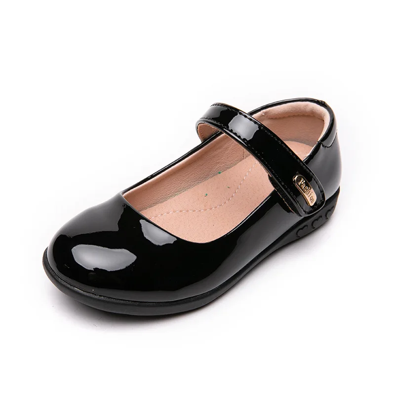 High Quality Student Black Performance Dress Shoes Girls Princess Shoe with Soft Soles 3-18Years Old Kids School Leather Shoes