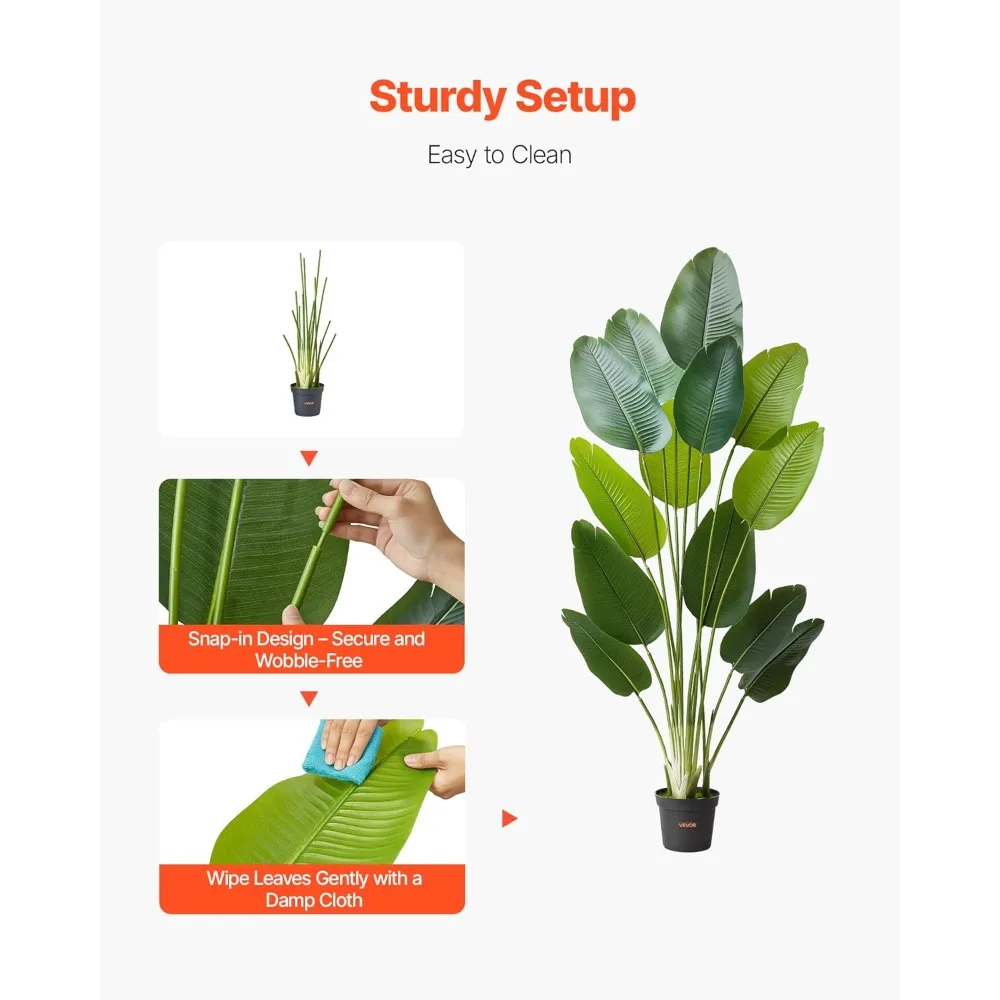 نبات طائر الجنة الاصطناعي بطول 6 أقدام، شجرة حرير واقعية مع وعاء لديكور المنزل والمكتب في الأماكن المغلقة والخارجية