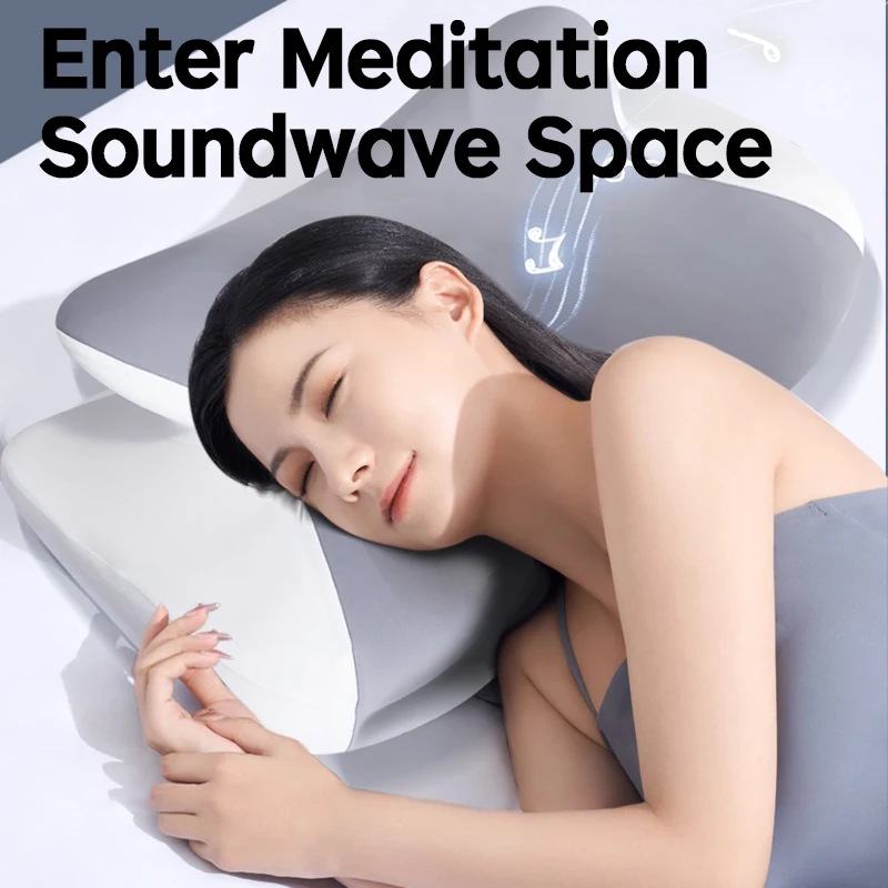 Smart APP Control Memory Foam Bone Conduction Massage Pillow, Whisper Music Neck Pillow, Shoulder Massager for Sleep