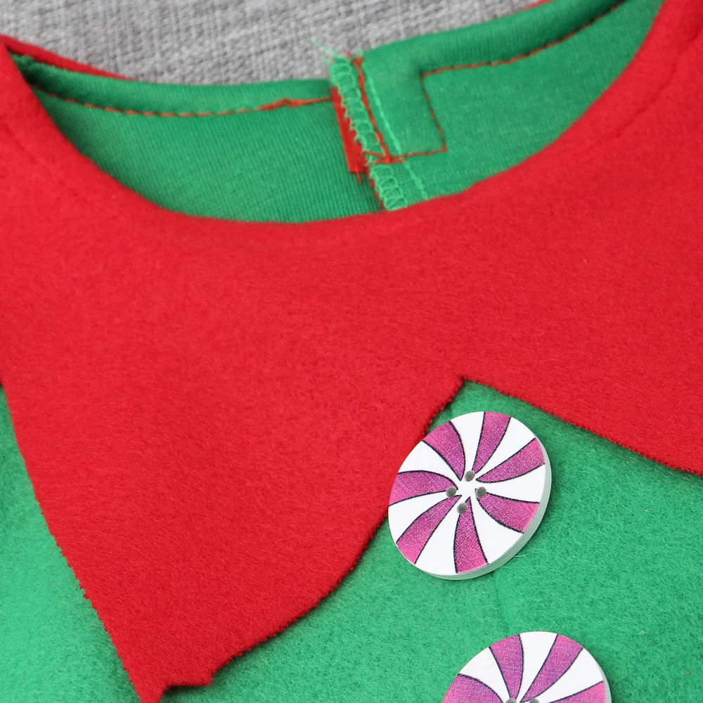 Parent Children Cosplay Chrismas Elf Costumes Outfits with Hat Shoe Covers Christmas Eve New Year Party Dress Up Clothes