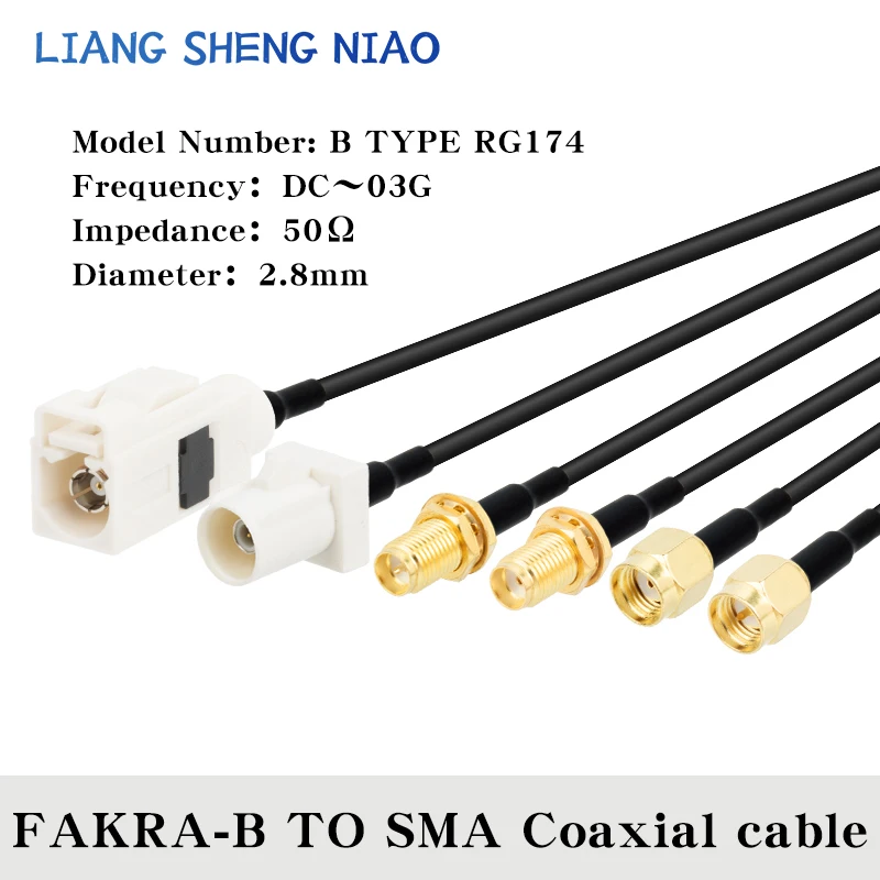 RG174 Coax Cable line FAKRA B TYPE TO SMA Male Female Coaxial cable Connector RF Crimp for Cable GPS Antenna 3G universal B TYPE