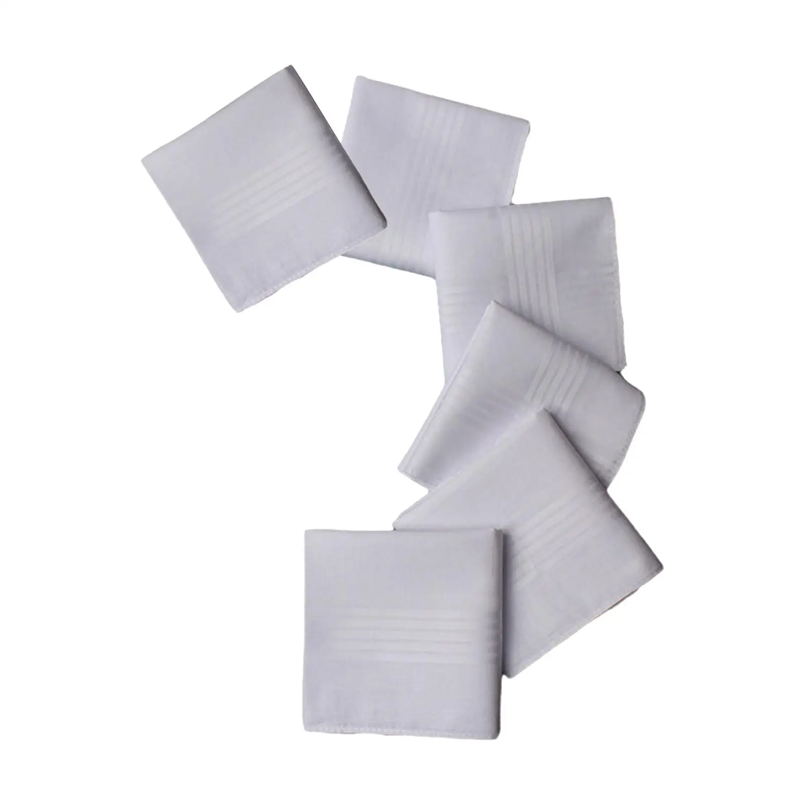 6Pcs Pure White Handkerchiefs Set Hankies Square Gift for Gentlemen