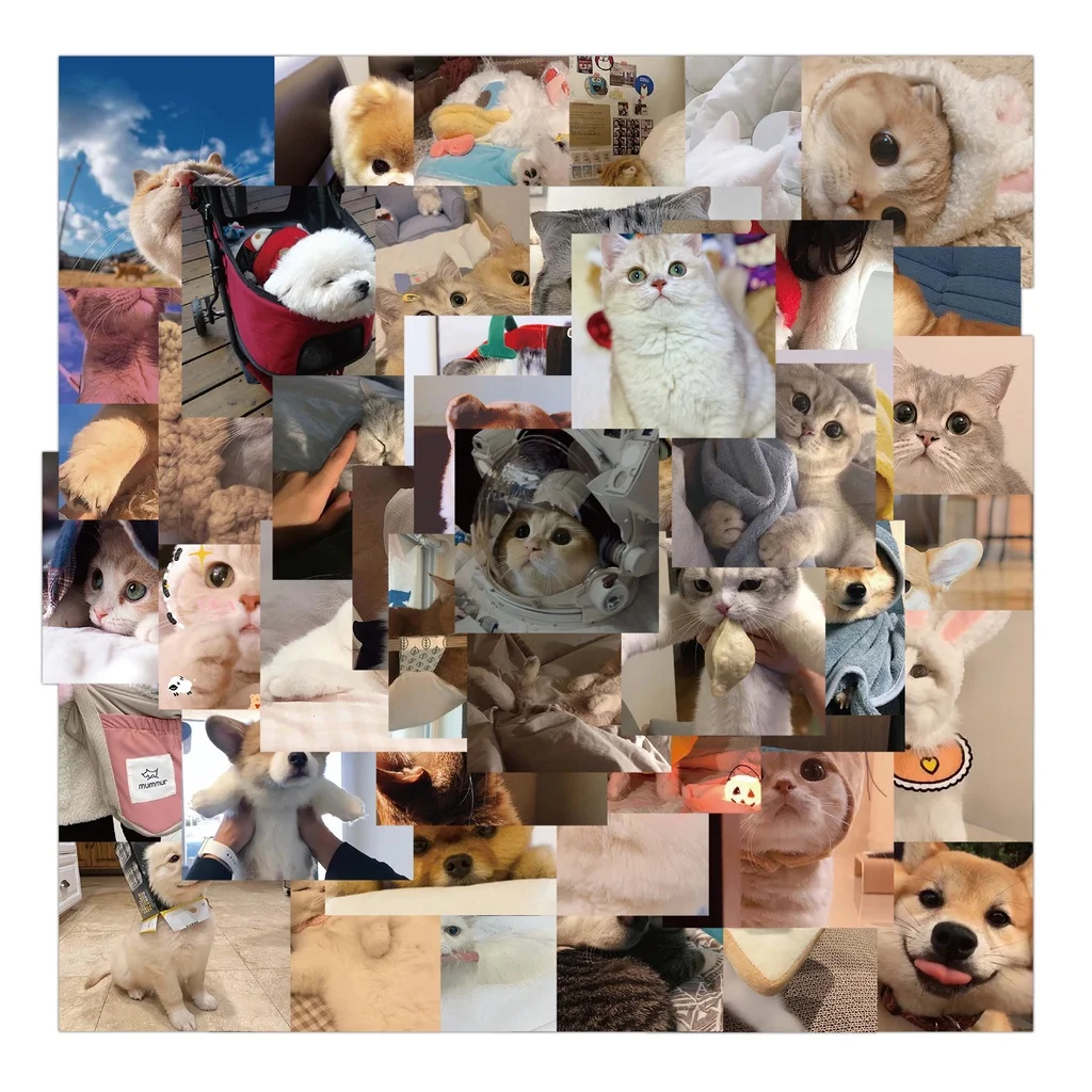 

48 шт., милые наклейки с изображением кота и собаки, граффити для ноутбука, телефона, сноуборда, багажа, холодильника, наклейки «сделай сам»