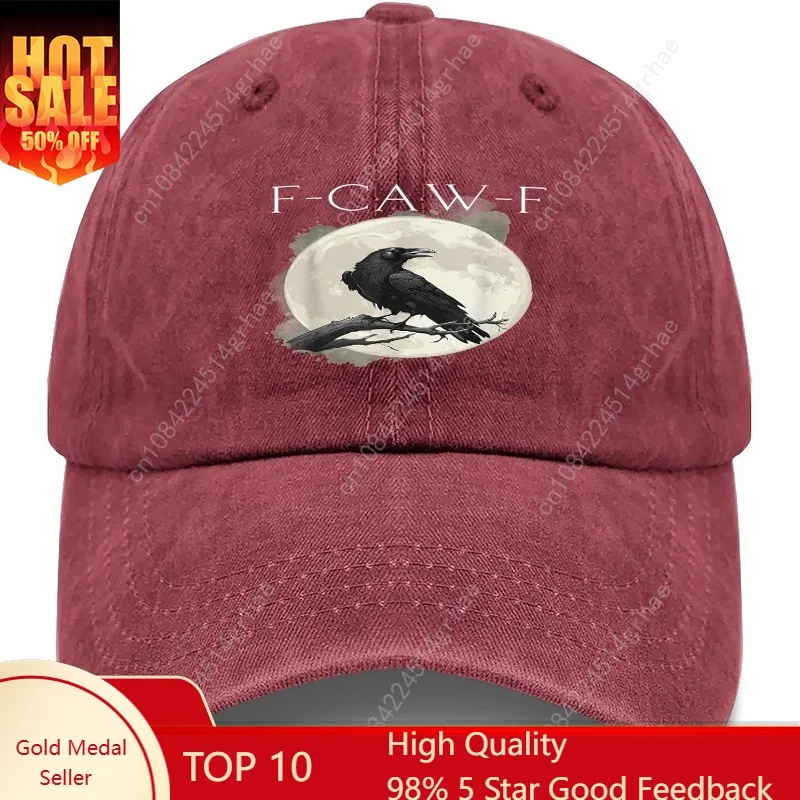 

Vintage F-Caw-F Gothic Crow with Wildflowers Black Bird Crow Hat for Mens