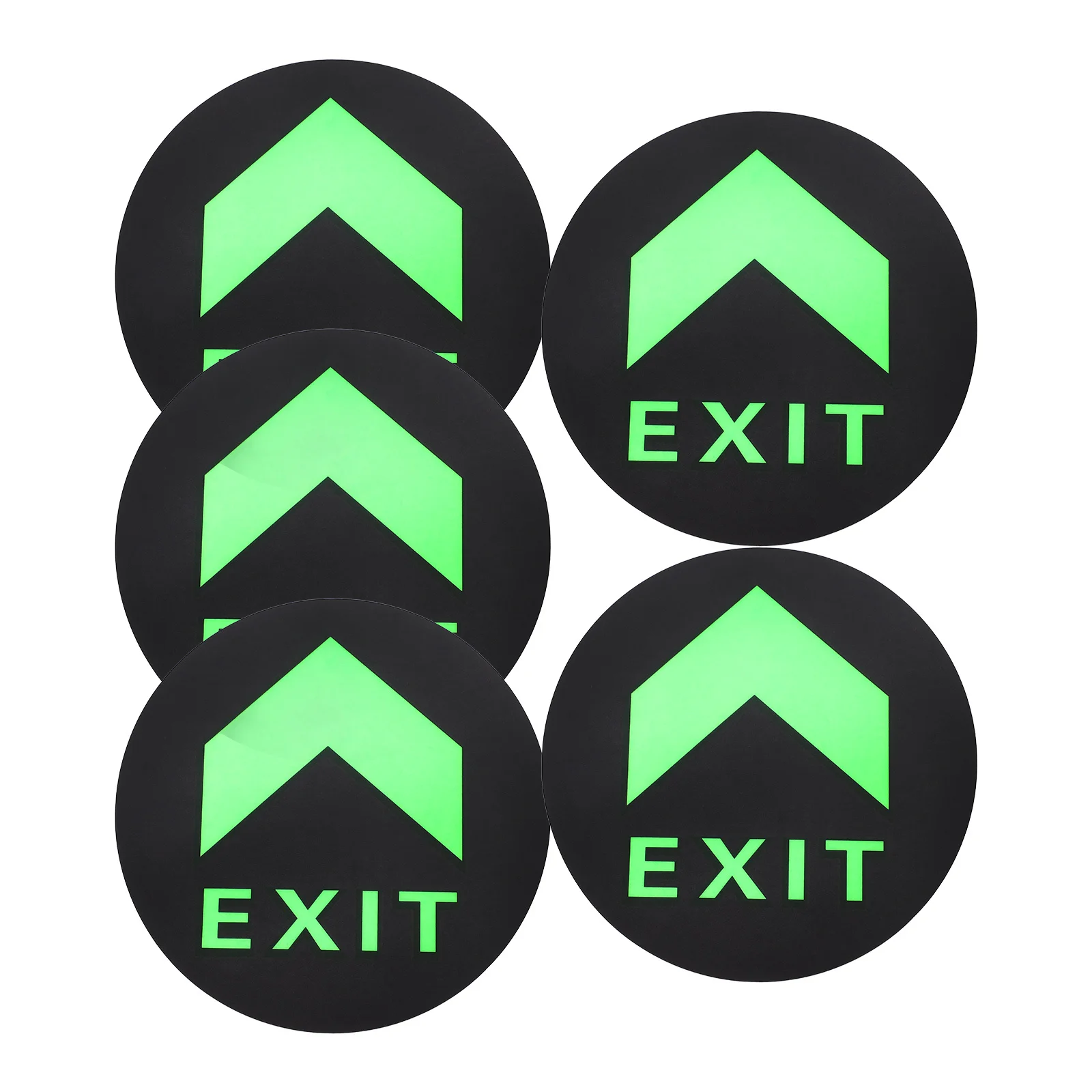 5Pcs Exit Glow Safety Sign Floor Stickers Night Glow Adhesive Exit Decals Direction Indicator Guide for Emergency