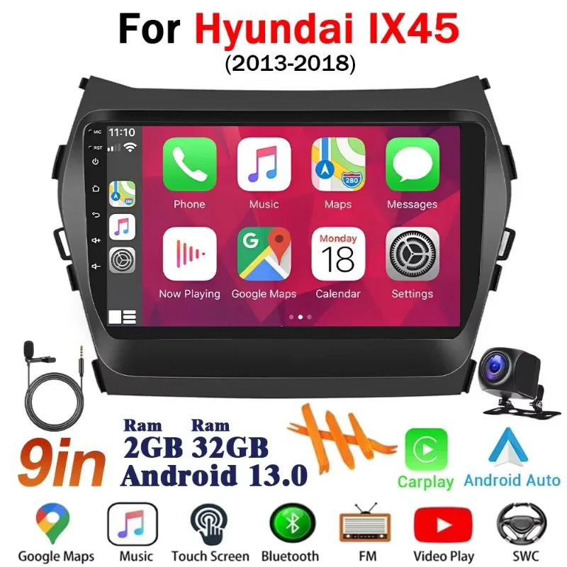 

9'' Car Radio Wireless Carplay Android 13 Auto GPS Navigator Bluetooth 32G Audio GPS Navigation Dashboard Video Recorder