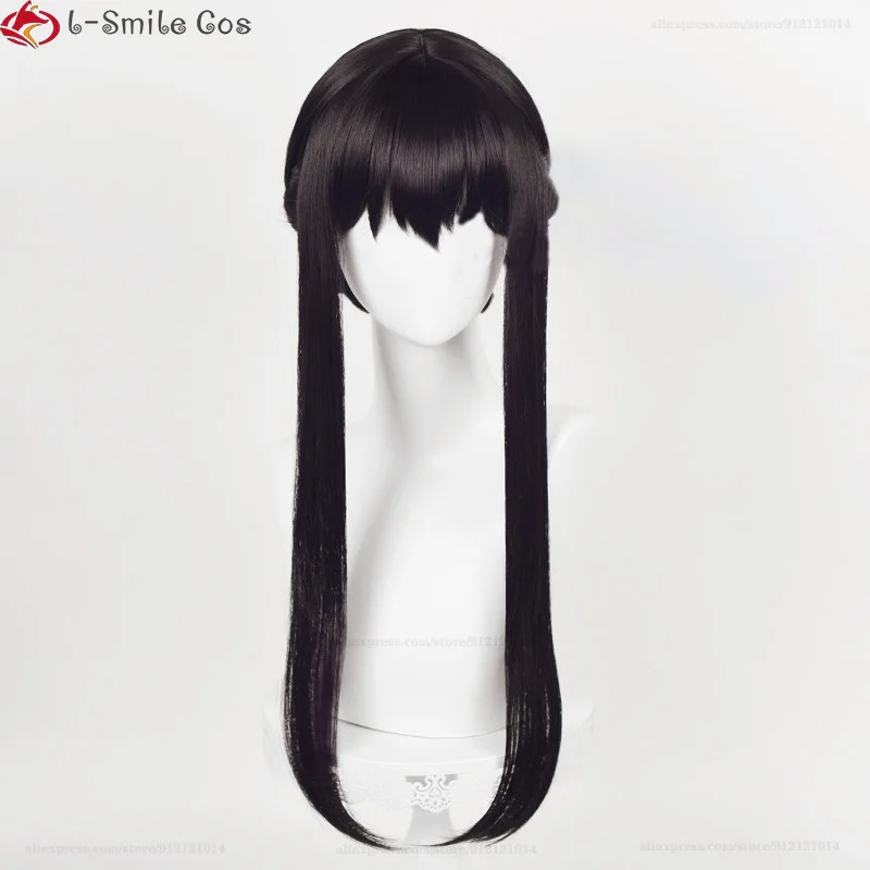 Yor Forger-Peruca Cosplay preta longa para dramatização, cabelo sintético, resistente ao calor, Perucas Anime, boné de Halloween