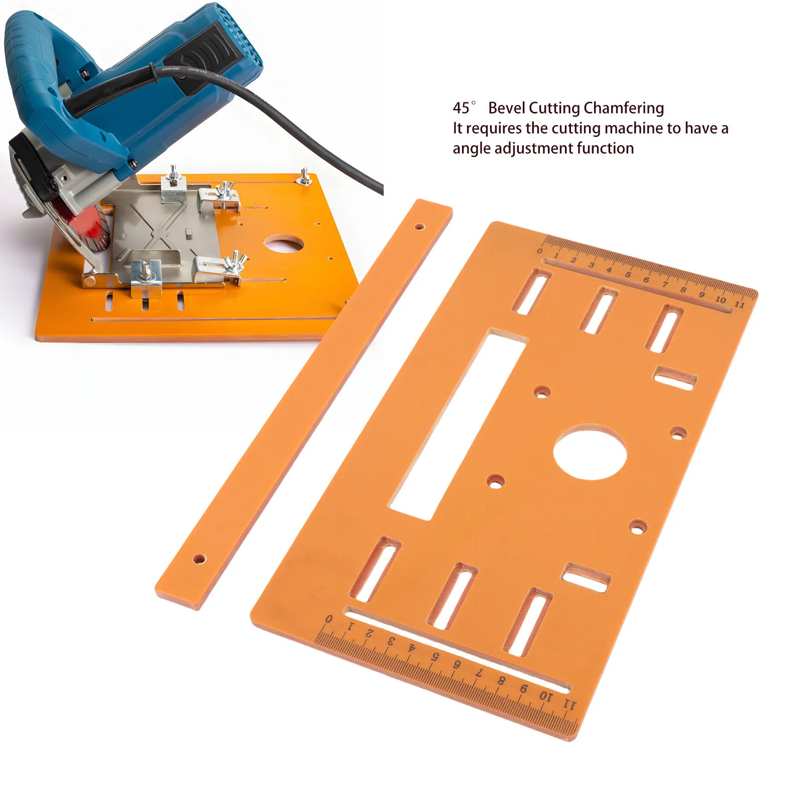 Cutting Machine Base Board 90° and 45° Cut Punching Design 28x15cm 0-9.5cm Range Circular Saw Base Plate for Woodworking Tasks