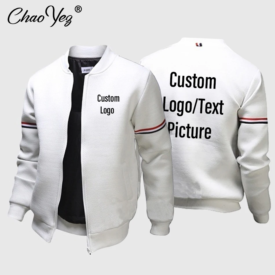 

Men Jacket Custom Logo Text Picture Autumn Long Sleeve Casual Sport Zip Cardigan Coat Pullover Sweatshirt Dropshipping Wholesale