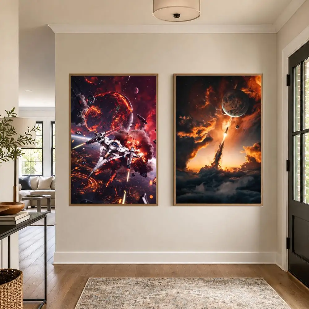 Space Voyager Probe Planet Poster Graphic Wall Art Poster HD Waterproof PP Paper Print for Bedroom Living Room Office Decor Gift