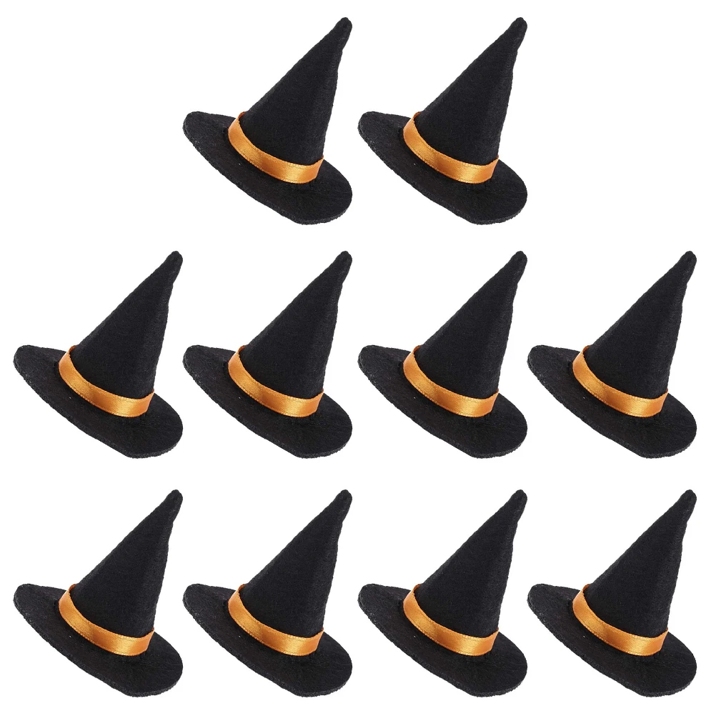 

10pcs Hats Black Felt Bottle Decor DIY Crafts Halloween Party Supplies Table Decorations Holiday Gifts