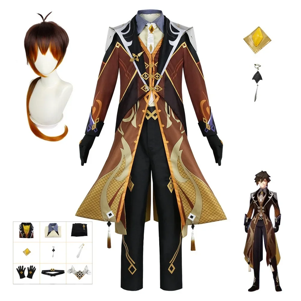 Game Zhong Li zhoni Cosplay Costume Wig Sets zhongengshin Halloween For Women Man Clothes