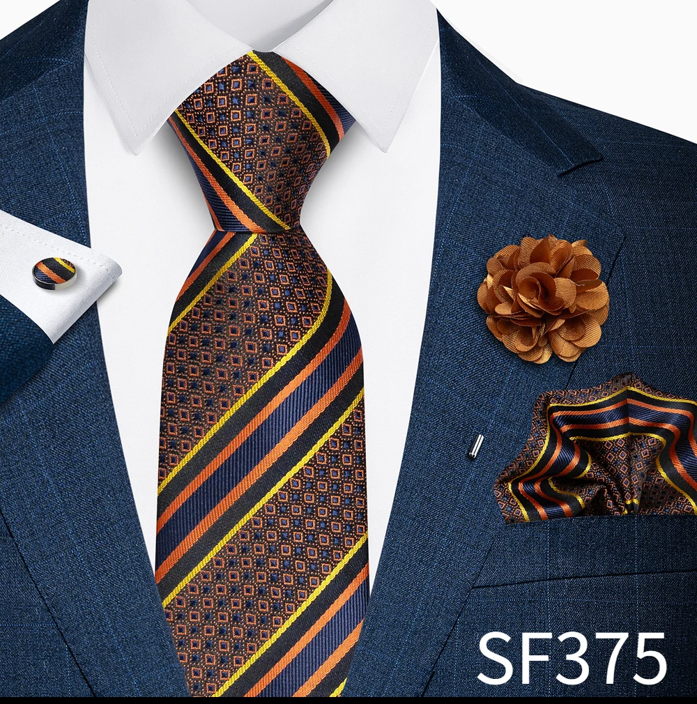 Großhandel Mode 8 cm Krawatte Taschentuch Manschettenknopf Pin Set Männer Krawatte Lila Paisley Anzug Zubehör Fit Hochzeit Geburtstag Geschenk – Detail 38