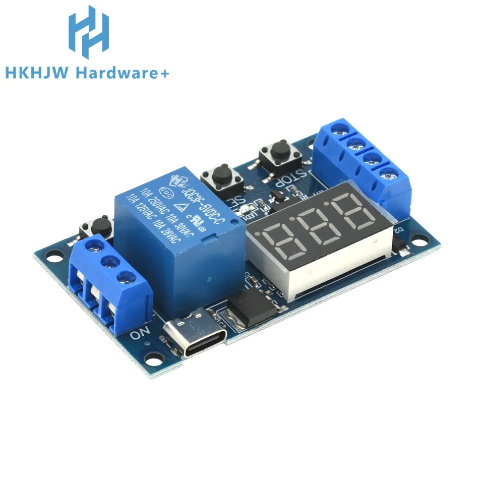 1 Channel 5V Relay 6-30V Relay Module OFF/ON Switch Trigger Time Delay Circuit Timer Cycle 999 minutes Adjustable XY-J02