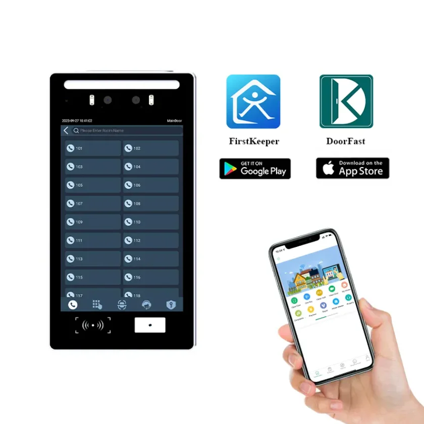 Thinmoo Android Video Intercom Face Recognition 8Inch Door Phone Custom for Multi-apartment Video Doorphone