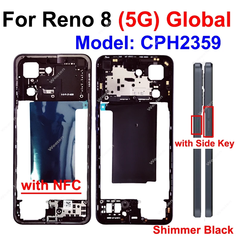 Middle Housing For OPPO Reno 8 4G 5G CPH2457 CPH2359 Middle Frame Housing Holder Cover Parts